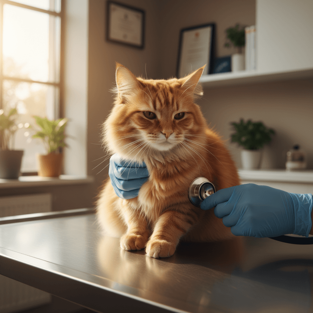 Cat receiving wellness examination